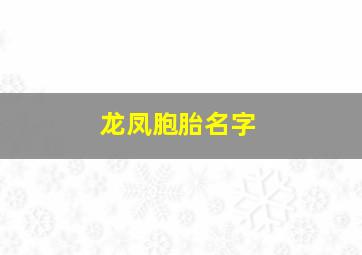 龙凤胞胎名字