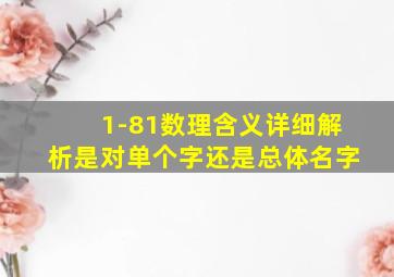 1-81数理含义详细解析是对单个字还是总体名字