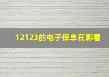 12123的电子保单在哪看