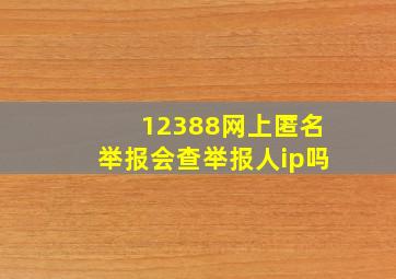 12388网上匿名举报会查举报人ip吗