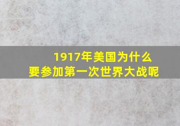 1917年美国为什么要参加第一次世界大战呢