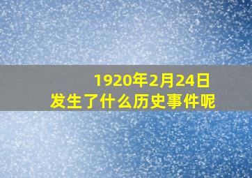 1920年2月24日发生了什么历史事件呢