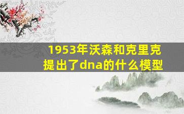 1953年沃森和克里克提出了dna的什么模型