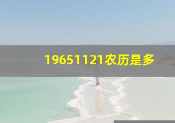 19651121农历是多