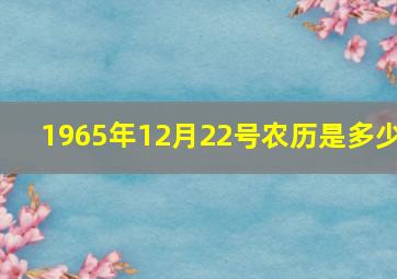 1965年12月22号农历是多少