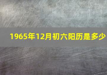 1965年12月初六阳历是多少