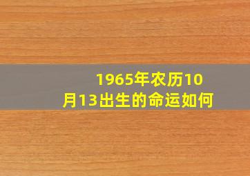 1965年农历10月13出生的命运如何