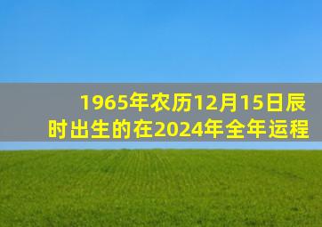 1965年农历12月15日辰时出生的在2024年全年运程