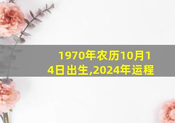 1970年农历10月14日出生,2024年运程