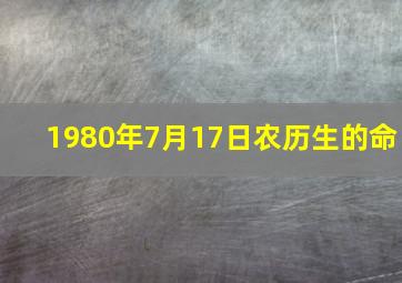 1980年7月17日农历生的命