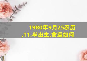 1980年9月25农历,11.半出生,命运如何