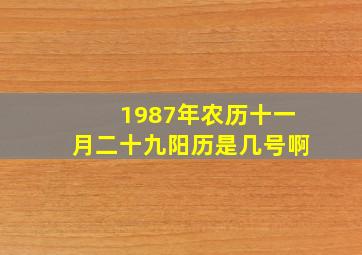 1987年农历十一月二十九阳历是几号啊