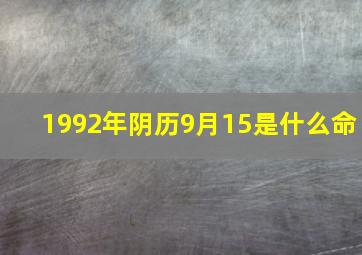 1992年阴历9月15是什么命