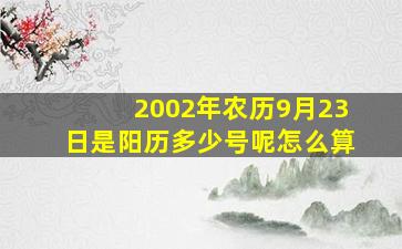 2002年农历9月23日是阳历多少号呢怎么算