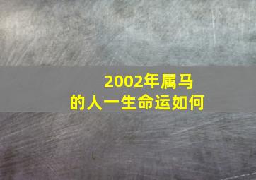 2002年属马的人一生命运如何