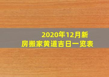 2020年12月新房搬家黄道吉日一览表