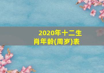 2020年十二生肖年龄(周岁)表