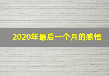 2020年最后一个月的感悟