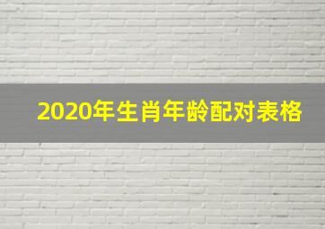 2020年生肖年龄配对表格