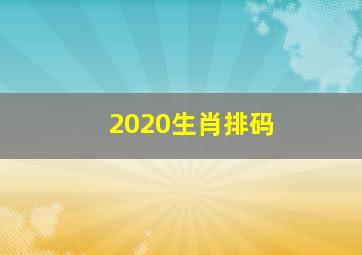 2020生肖排码