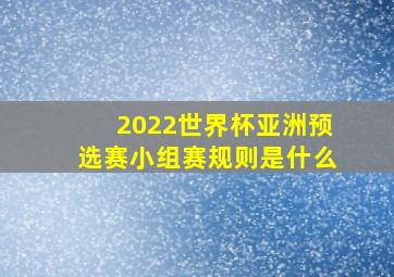 2022世界杯亚洲预选赛小组赛规则是什么