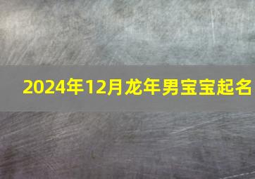 2024年12月龙年男宝宝起名