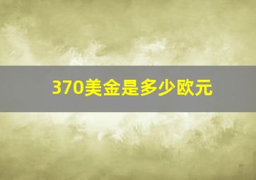 370美金是多少欧元