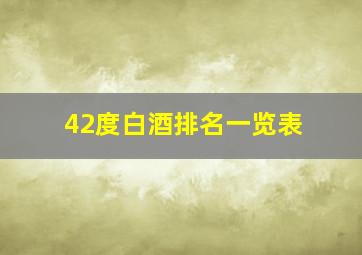 42度白酒排名一览表