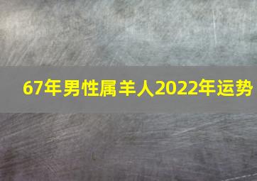 67年男性属羊人2022年运势