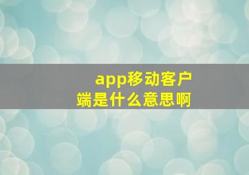 app移动客户端是什么意思啊