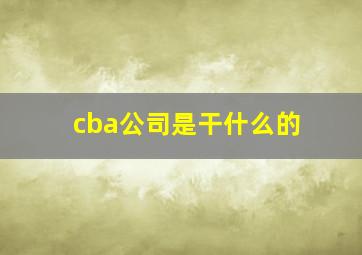 cba公司是干什么的