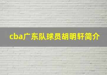 cba广东队球员胡明轩简介