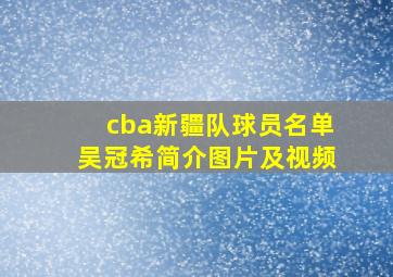 cba新疆队球员名单吴冠希简介图片及视频