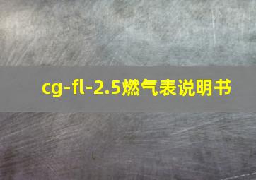 cg-fl-2.5燃气表说明书