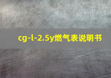 cg-l-2.5y燃气表说明书