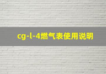 cg-l-4燃气表使用说明