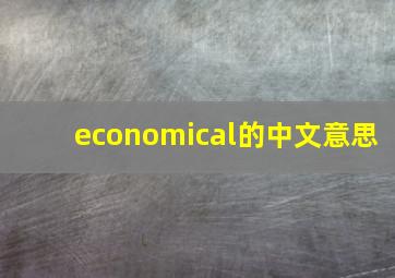 economical的中文意思