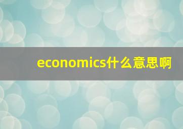 economics什么意思啊