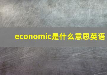 economic是什么意思英语