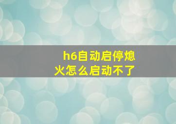 h6自动启停熄火怎么启动不了