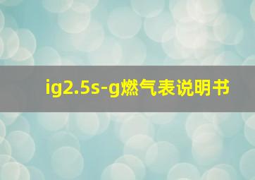 ig2.5s-g燃气表说明书