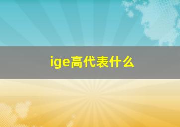 ige高代表什么