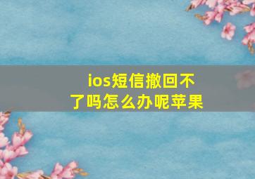 ios短信撤回不了吗怎么办呢苹果