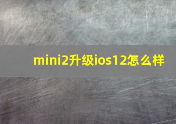 mini2升级ios12怎么样