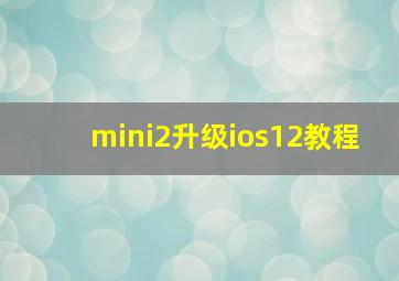 mini2升级ios12教程