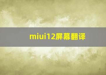 miui12屏幕翻译