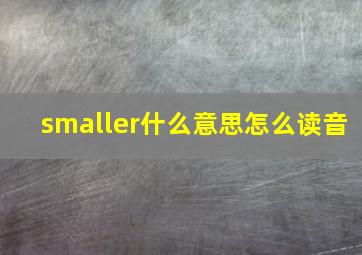 smaller什么意思怎么读音