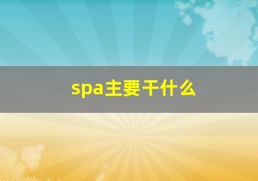 spa主要干什么