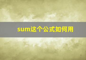 sum这个公式如何用