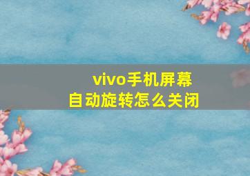 vivo手机屏幕自动旋转怎么关闭